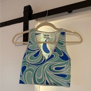 Garage V neck Ribbed Tank Blue